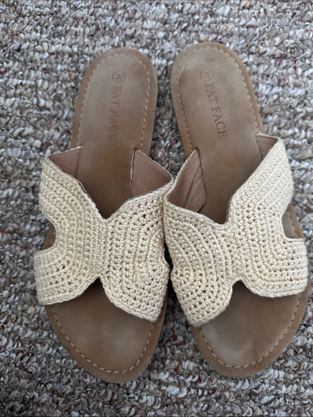 Fat Face Cream Crochet Slide Mules